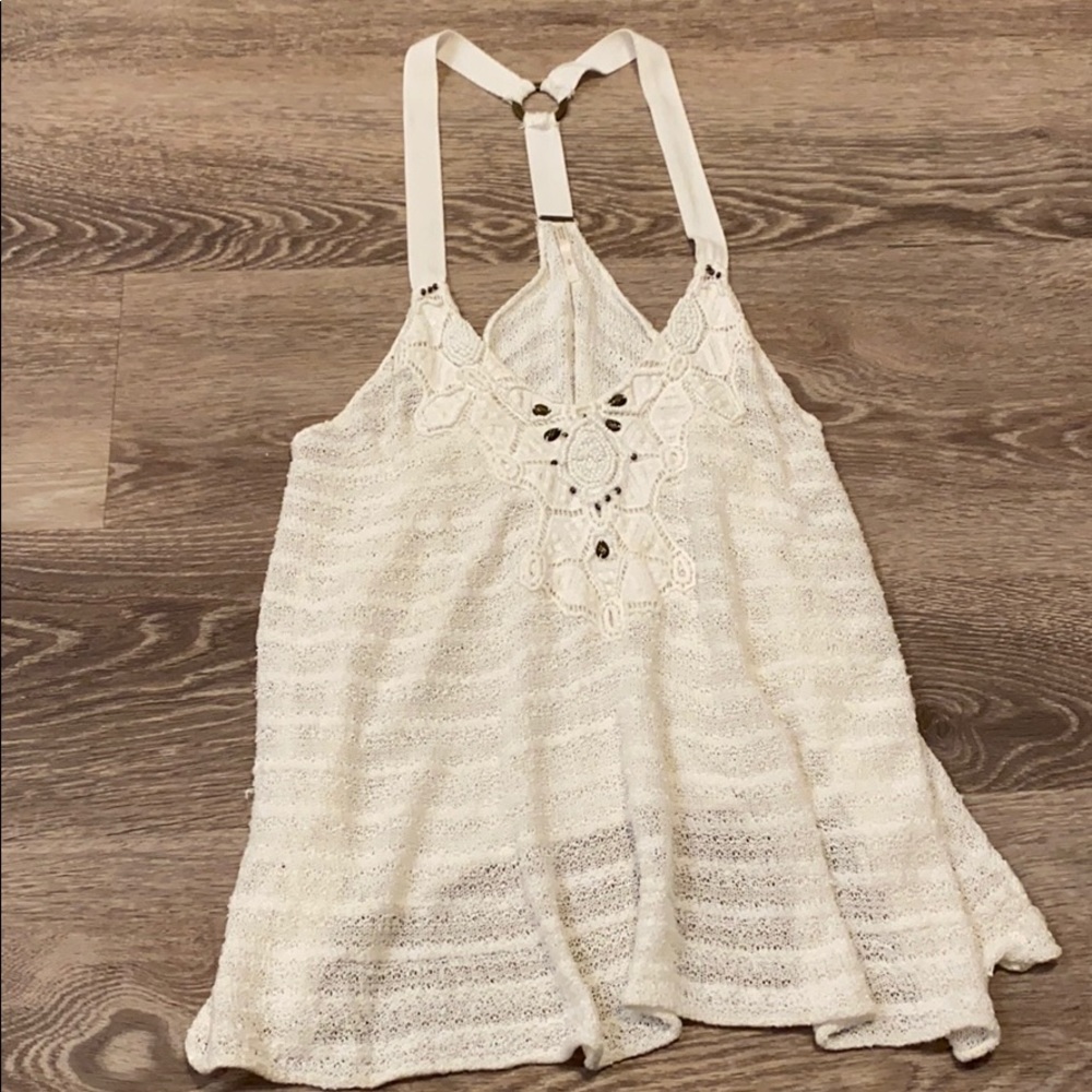 free people white beaded tank S